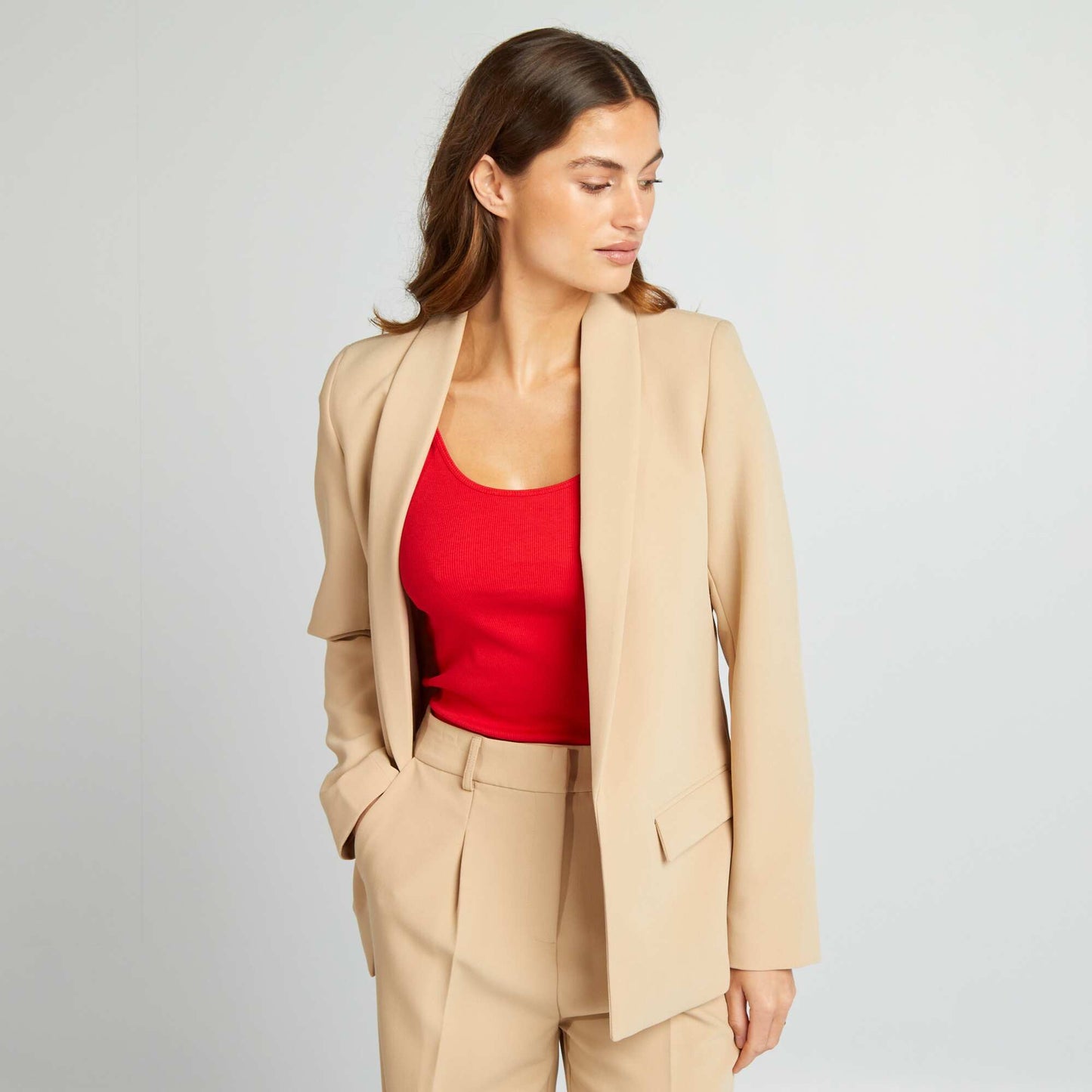 Veste blazer mi-longue Beige