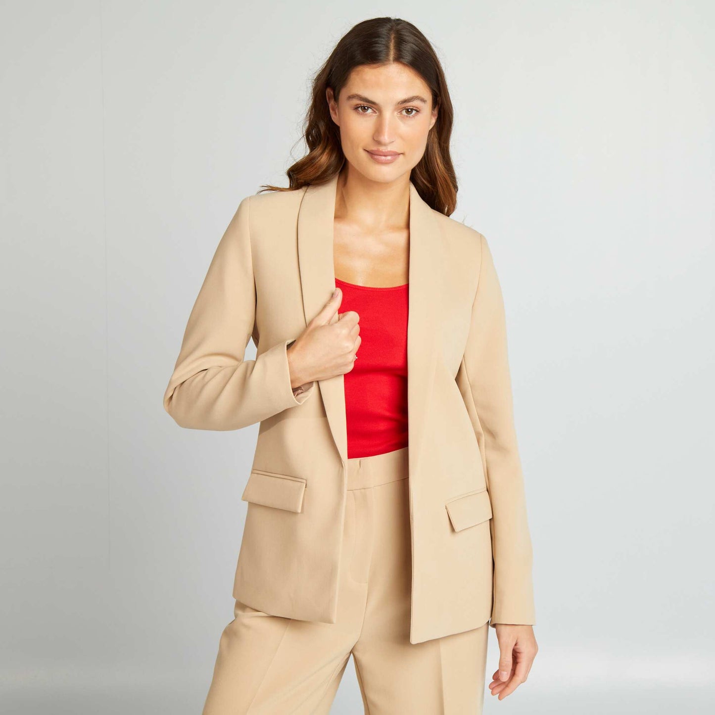 Veste blazer mi-longue Beige