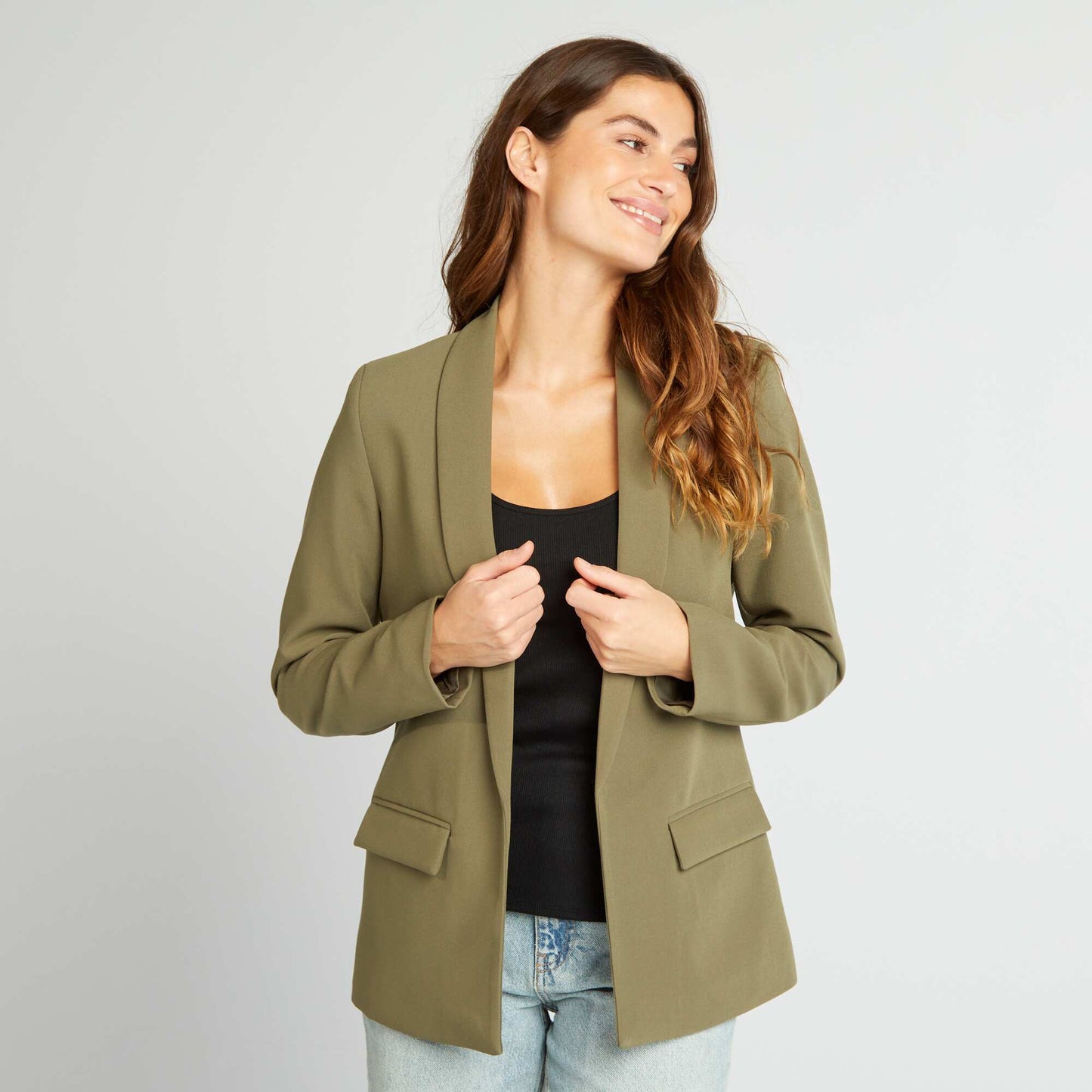 Veste blazer mi-longue Kaki