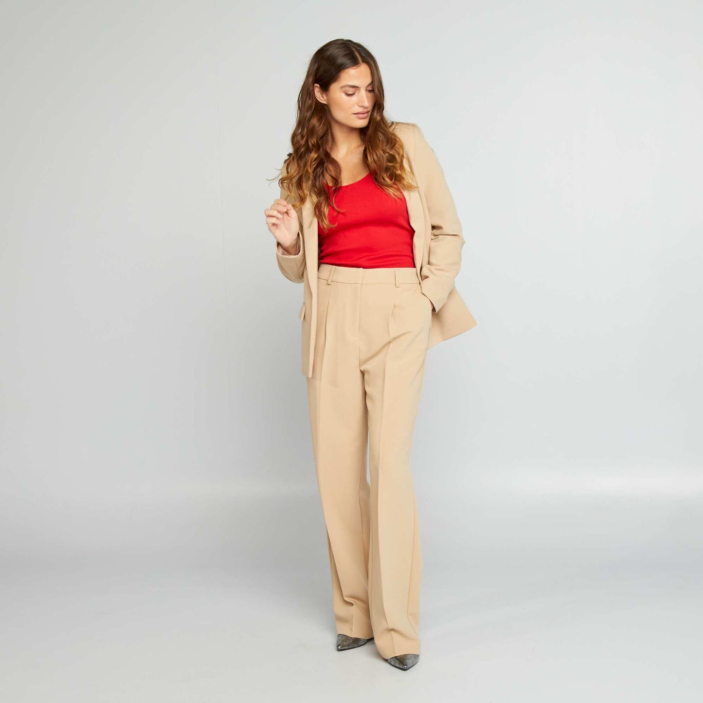 Pantalon large uni Beige