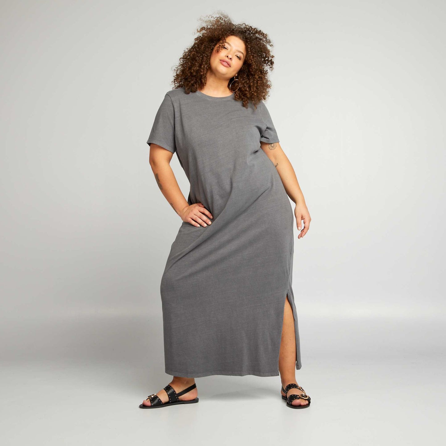 Robe t-shirt effet d lav  Gris