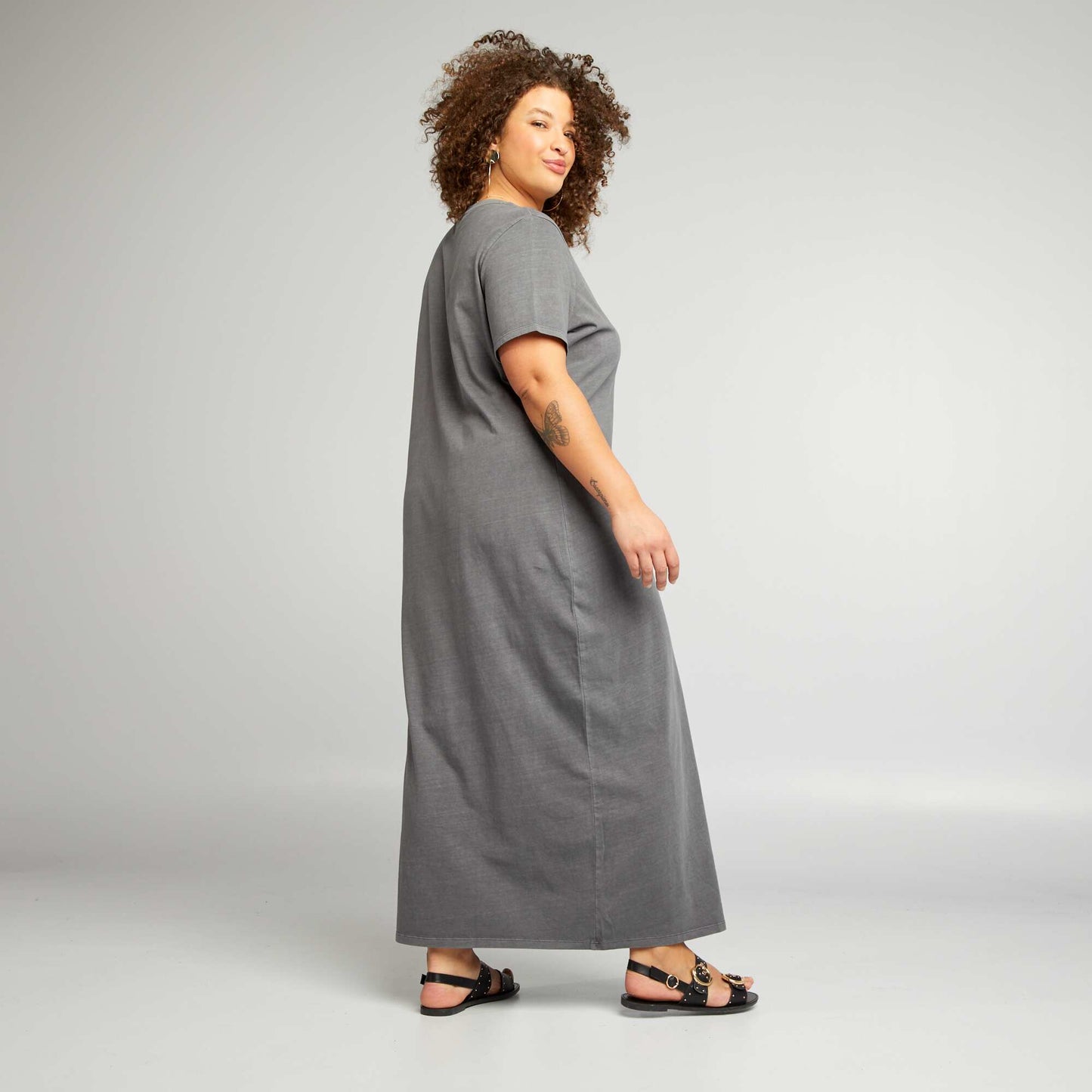 Robe t-shirt effet d lav  Gris