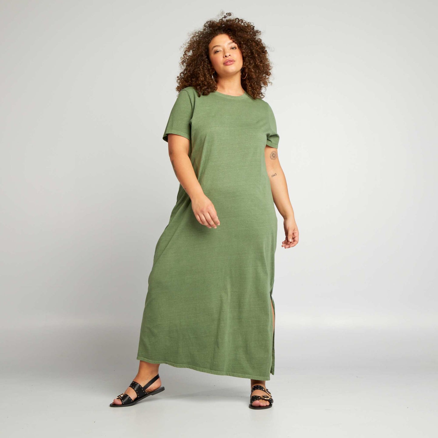 Robe t-shirt effet d lav  Vert