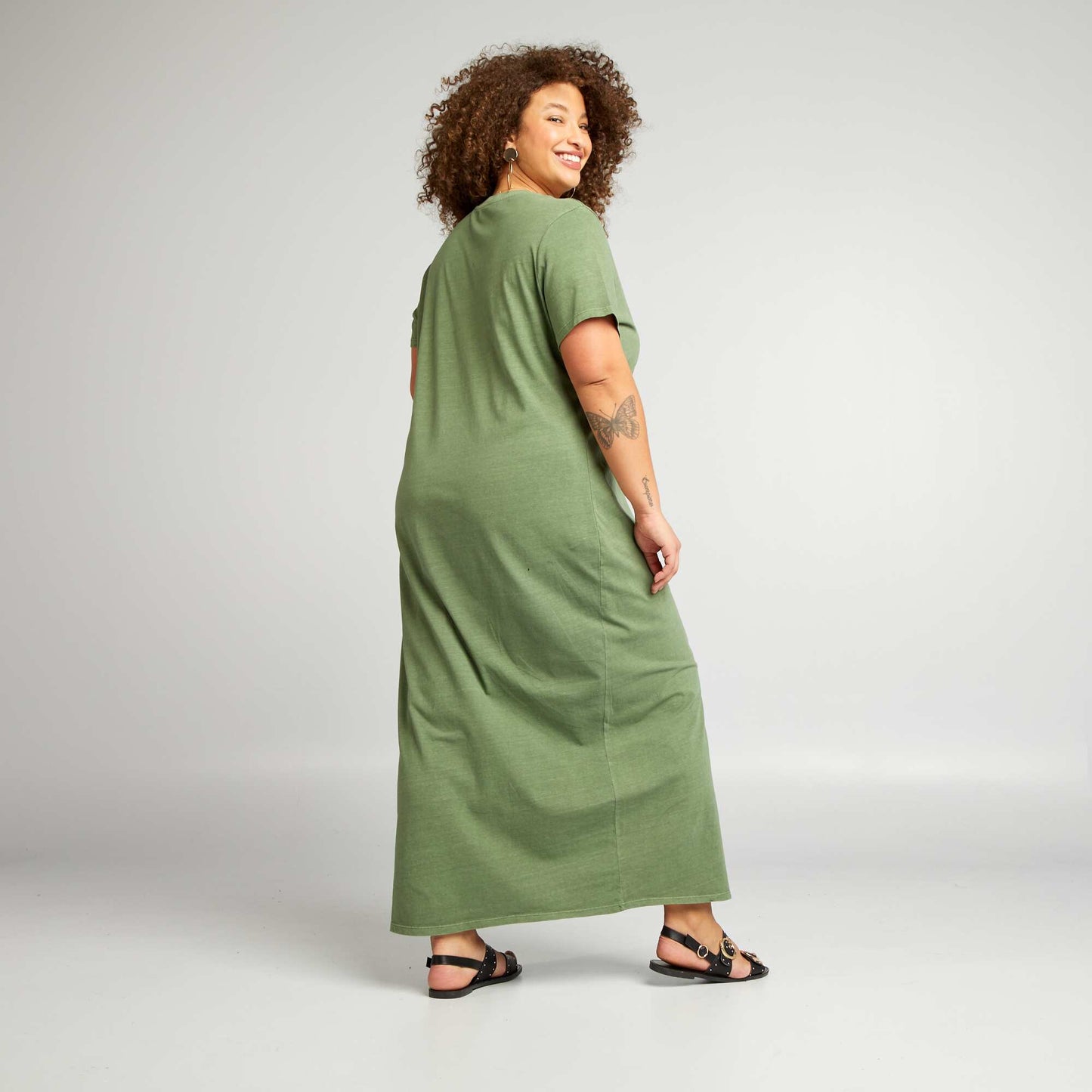 Robe t-shirt effet d lav  Vert