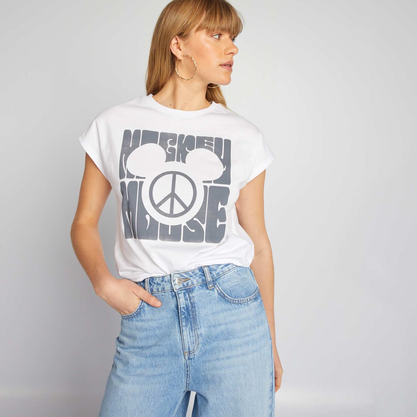 T-shirt oversize style hippie 'Mickey' de 'Disney' Blanc