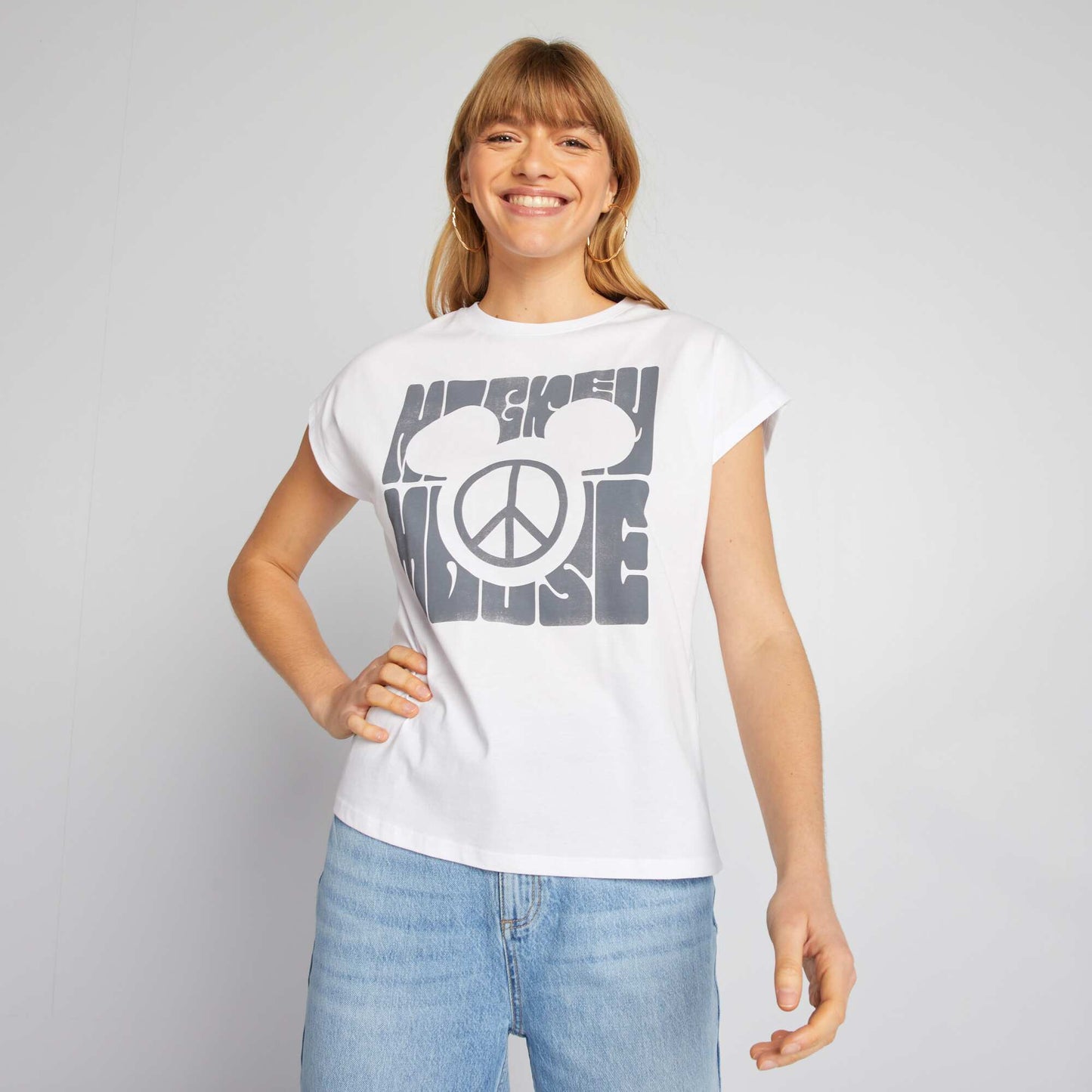 T-shirt oversize style hippie 'Mickey' de 'Disney' Blanc