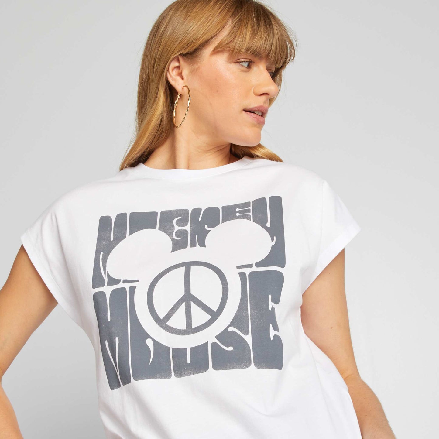 T-shirt oversize style hippie 'Mickey' de 'Disney' Blanc