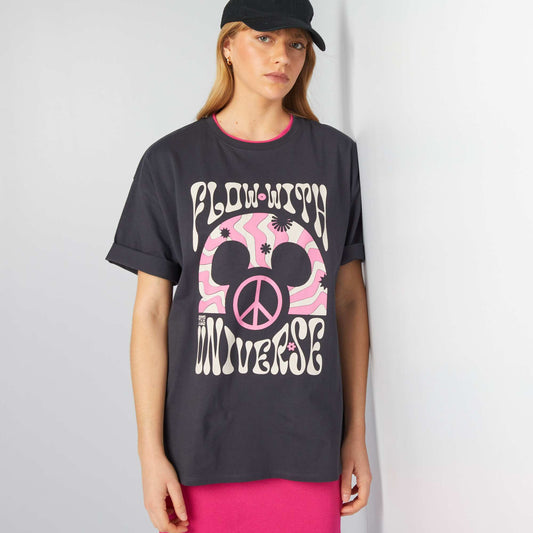 T-shirt oversize style hippie 'Mickey' de 'Disney' Noir