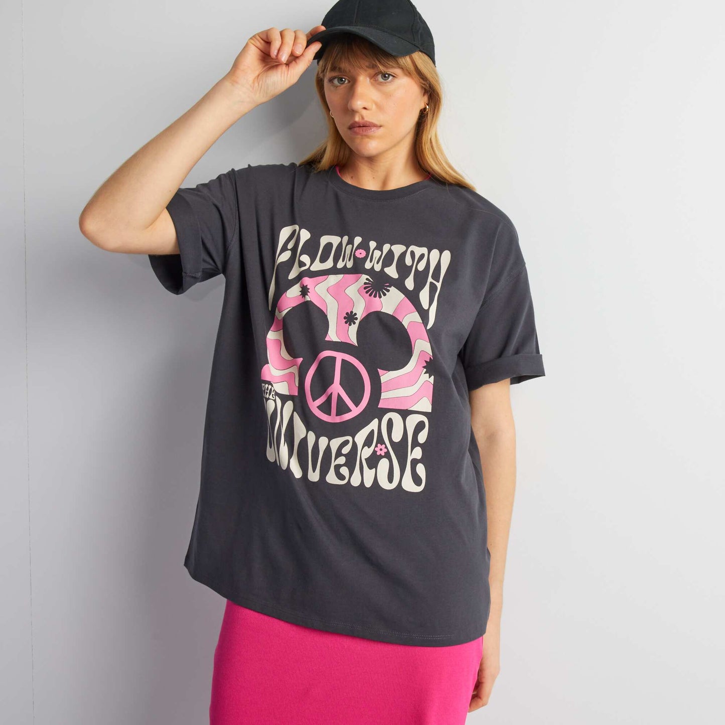 T-shirt oversize style hippie 'Mickey' de 'Disney' Noir