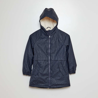 Parka mi-longue capuche Bleu