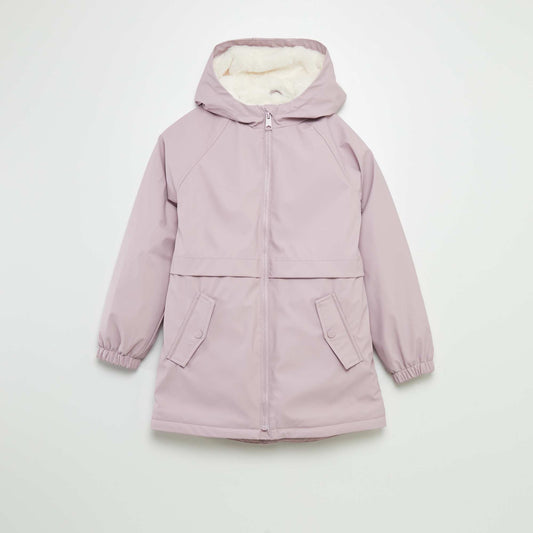 Parka mi-longue capuche Lilas