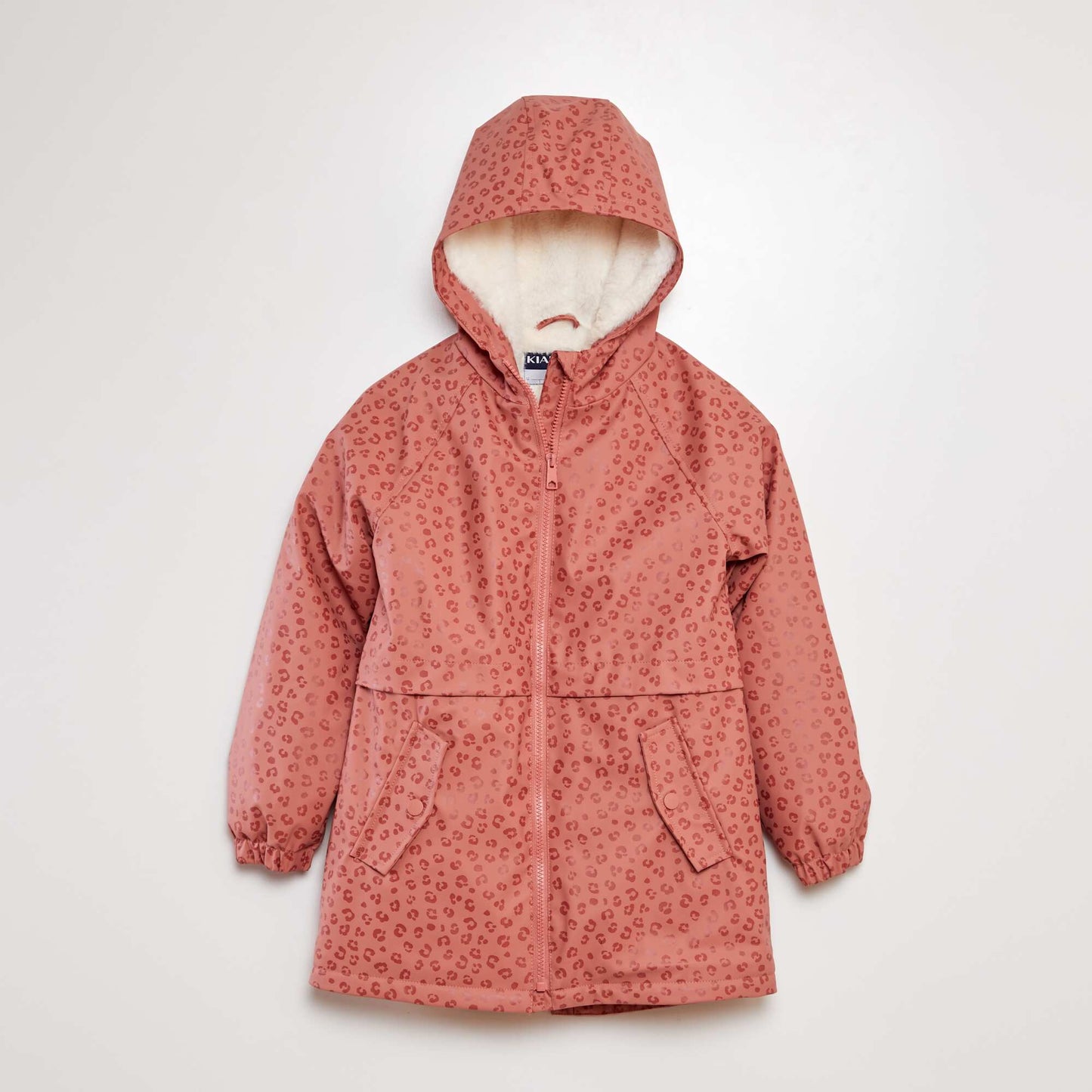 Parka mi-longue   capuche Rose l opard