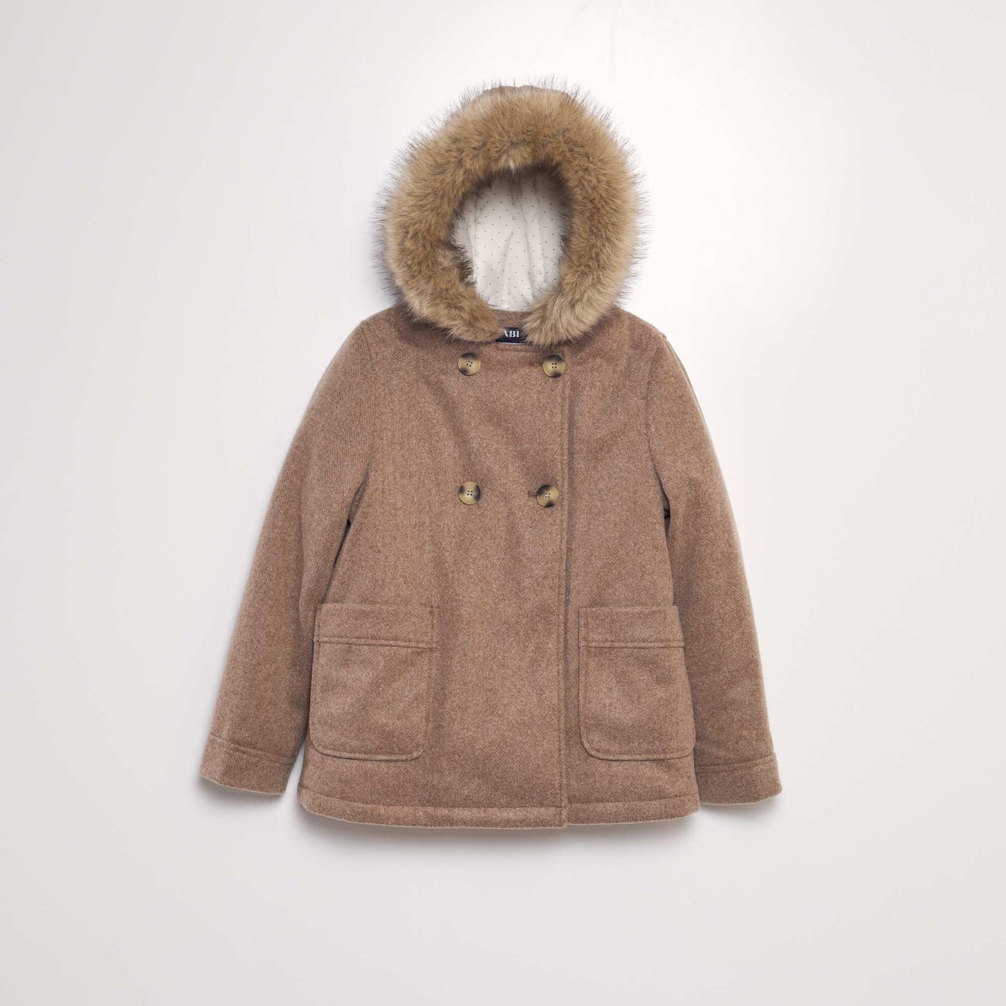 Manteau   capuche fa on lainage Marron