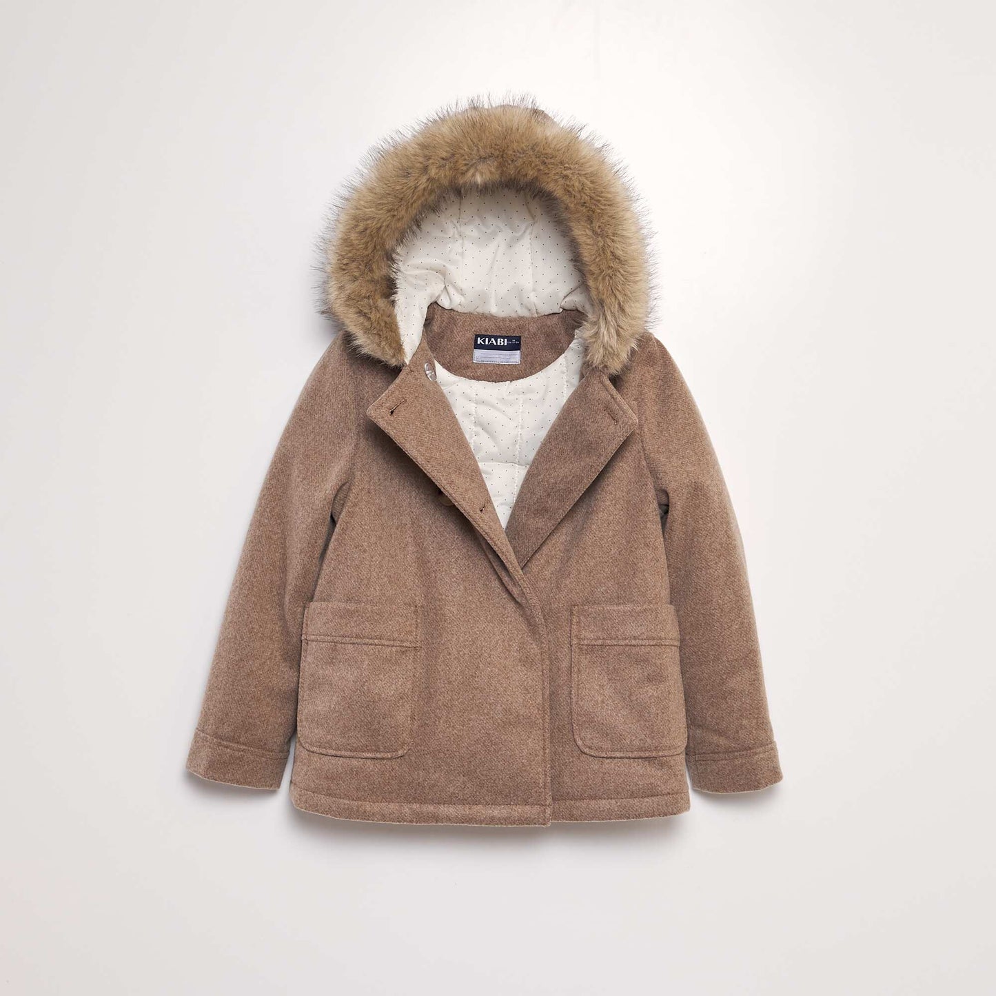 Manteau   capuche fa on lainage Marron