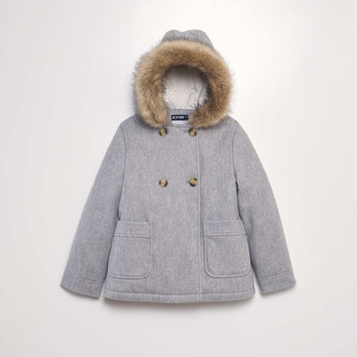 Manteau capuche fa on lainage Gris
