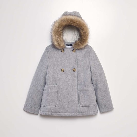 Manteau   capuche fa on lainage Gris