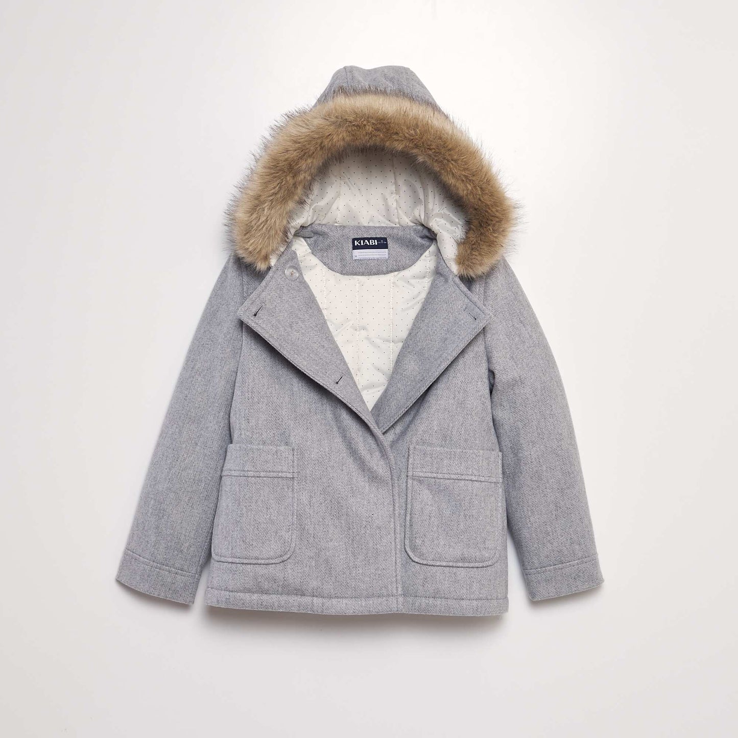 Manteau   capuche fa on lainage Gris