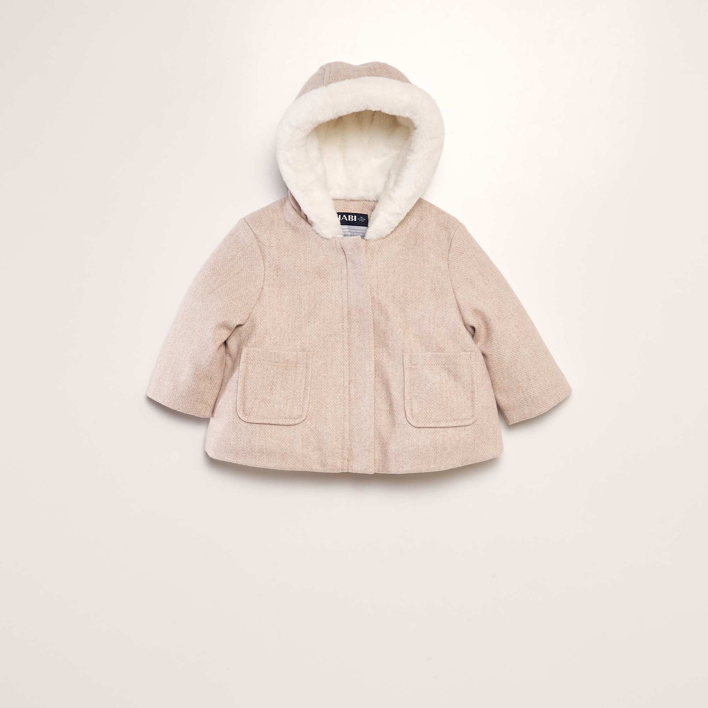 Manteau fa on lainage avec fausse fourrure Rose