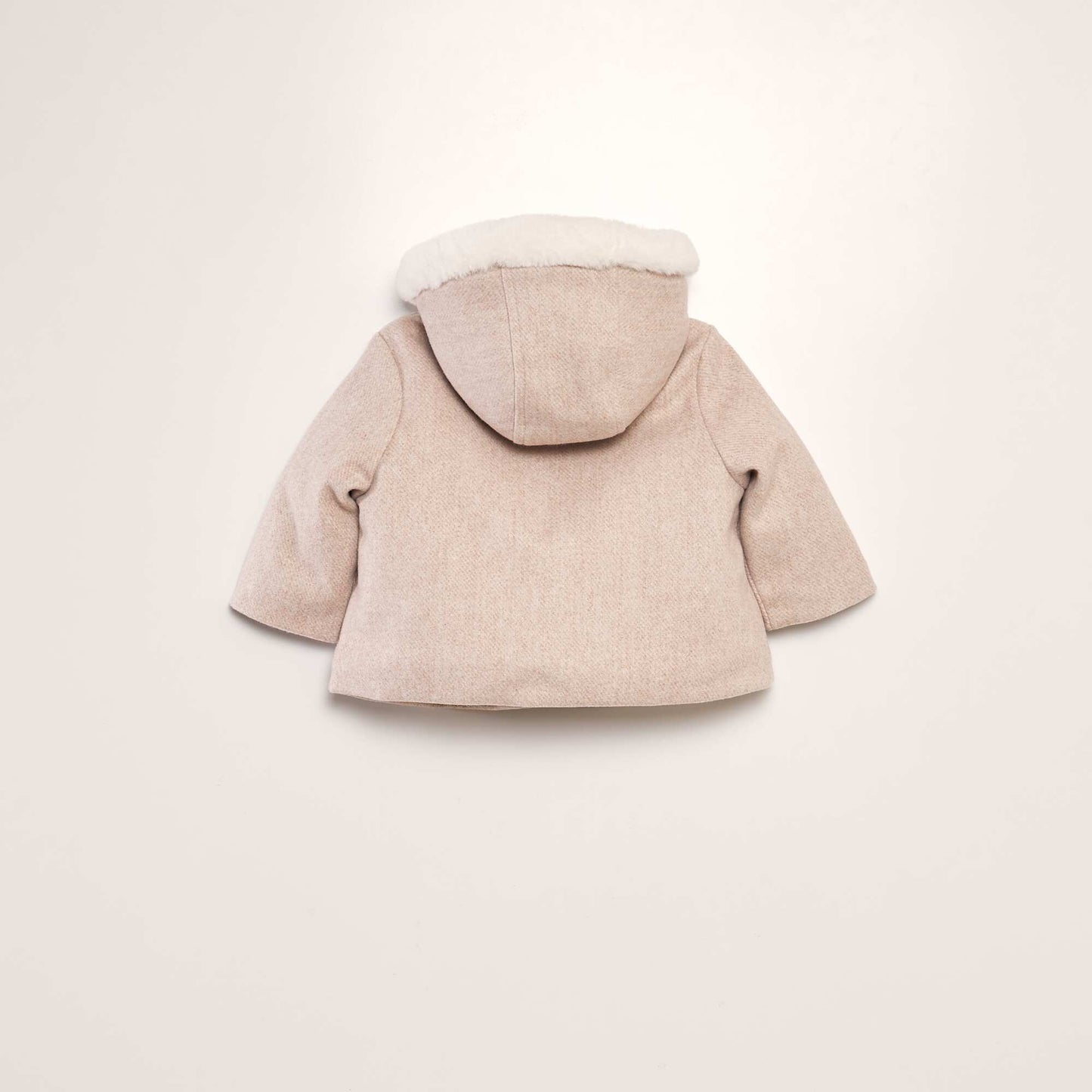 Manteau fa on lainage avec fausse fourrure Rose