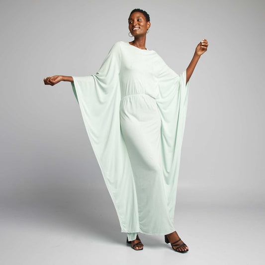 Robe fluide avec manches papillon Vert clair