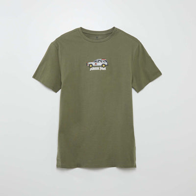 T-shirt 'Jurassic Park' en coton col Vert