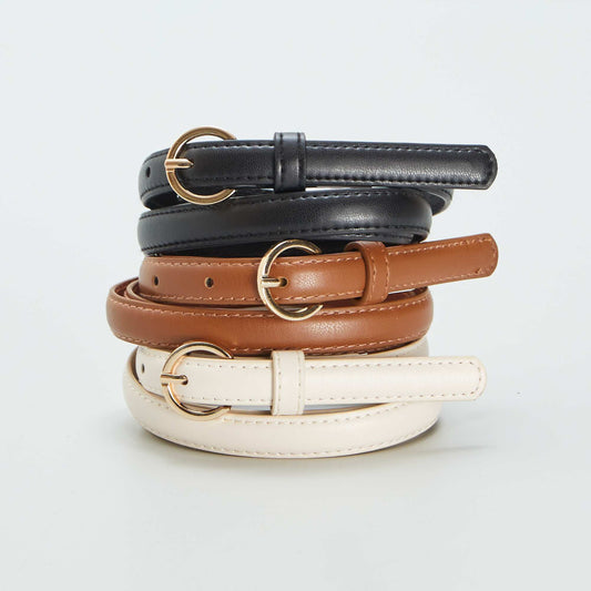 Lot de 3 fines ceintures unies Marron