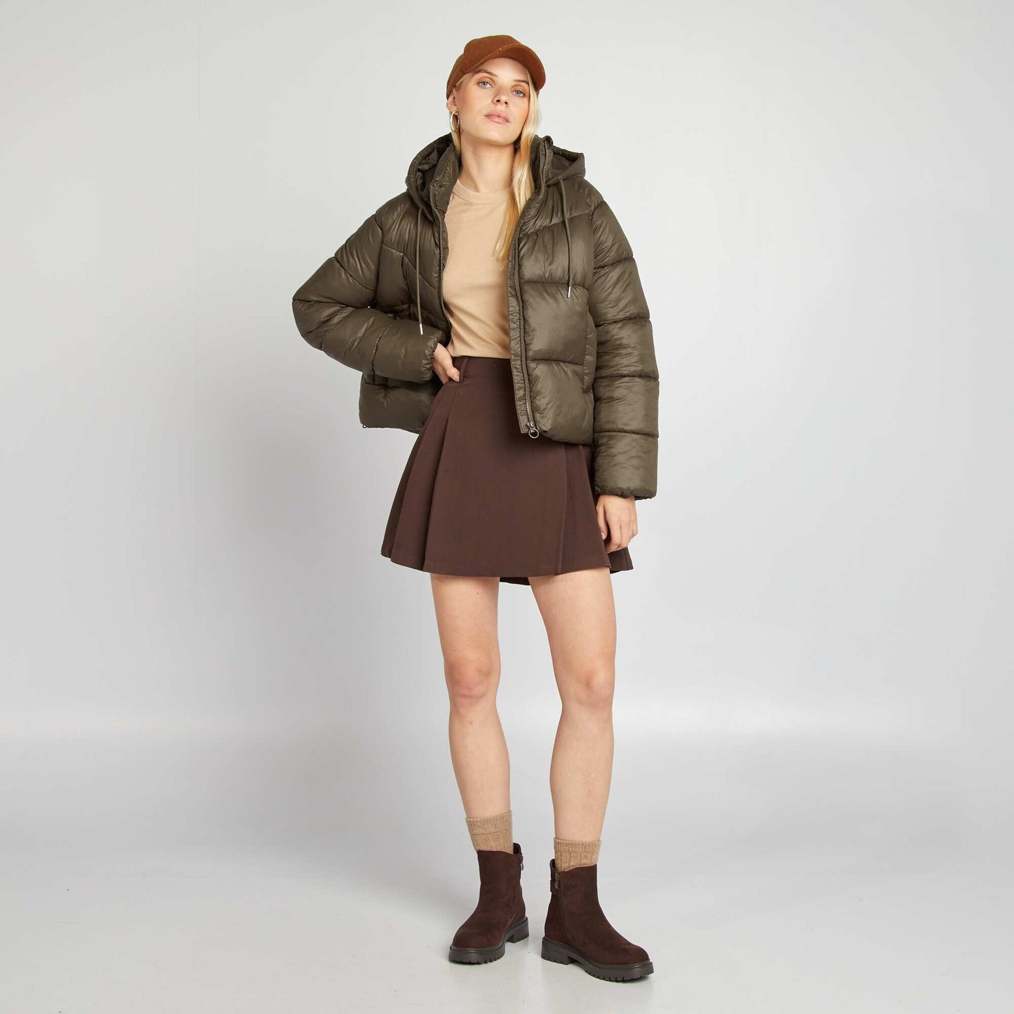 Doudoune light courte Marron