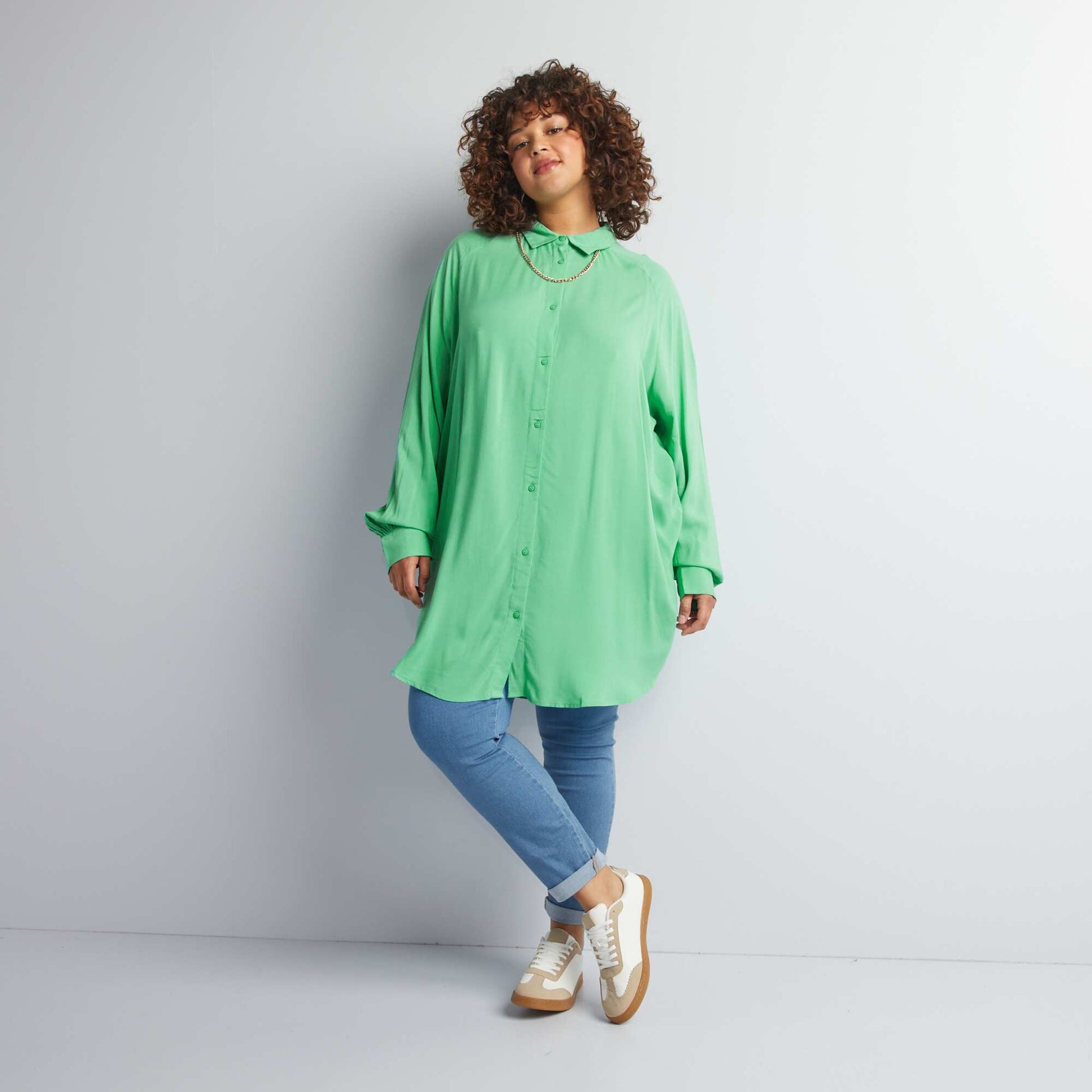 Chemise longue manches longues Vert