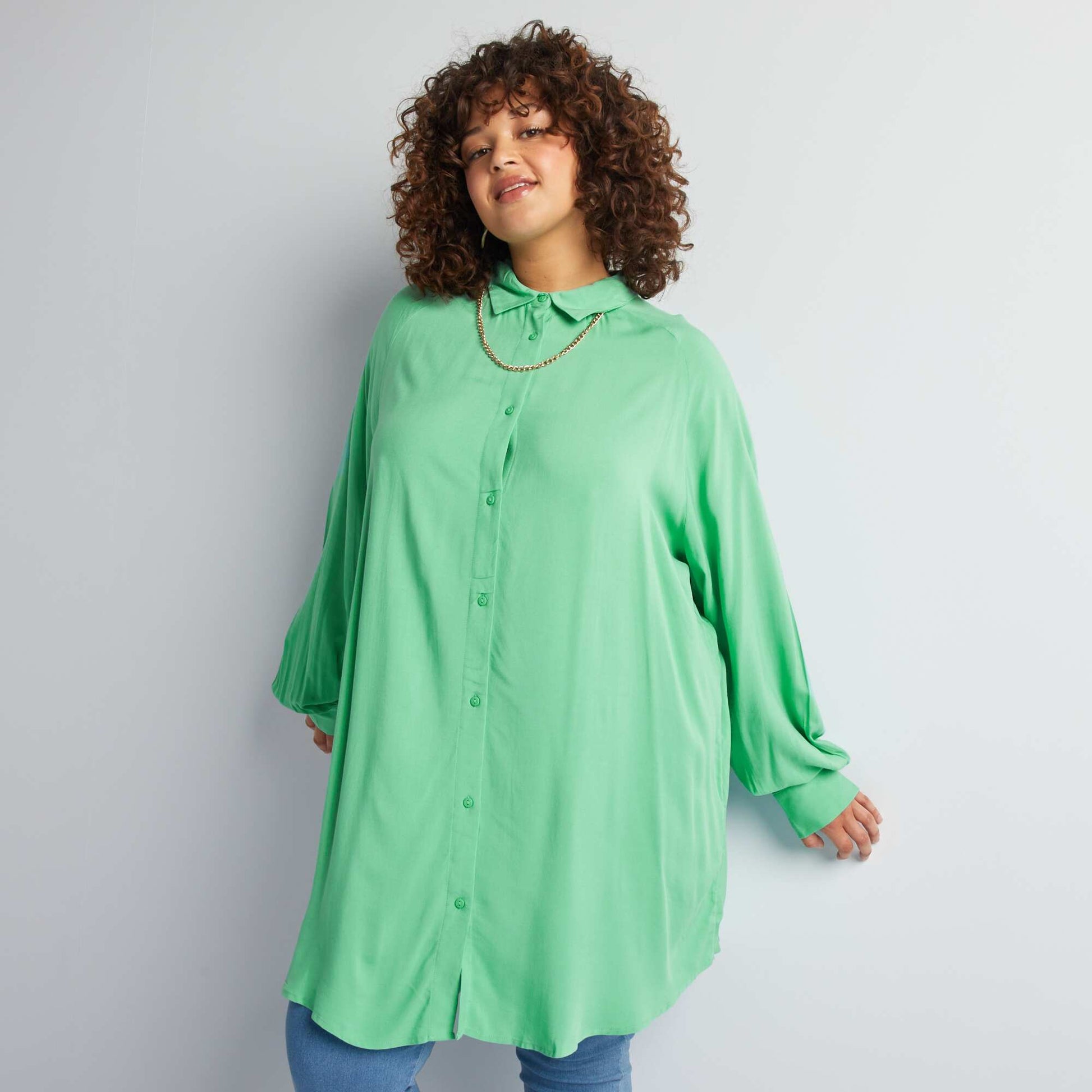Chemise longue manches longues Vert