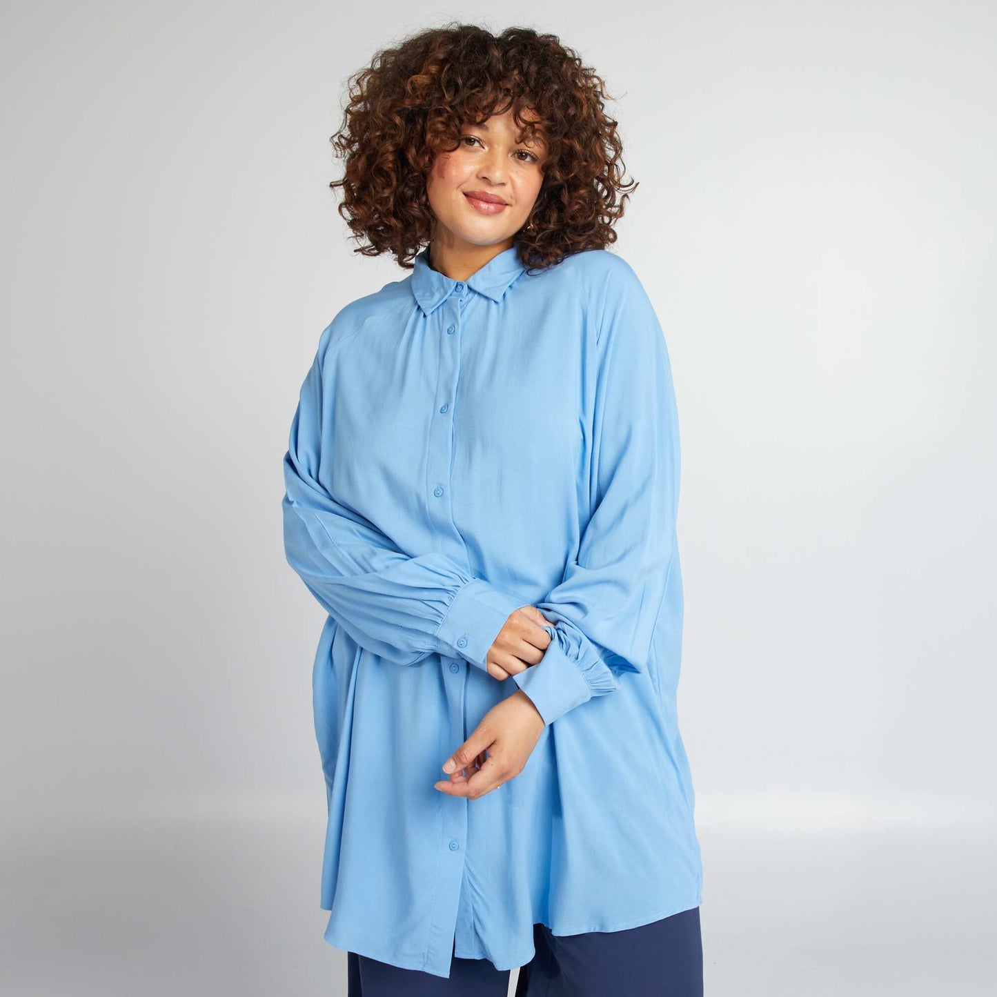 Chemise longue   manches longues Bleu