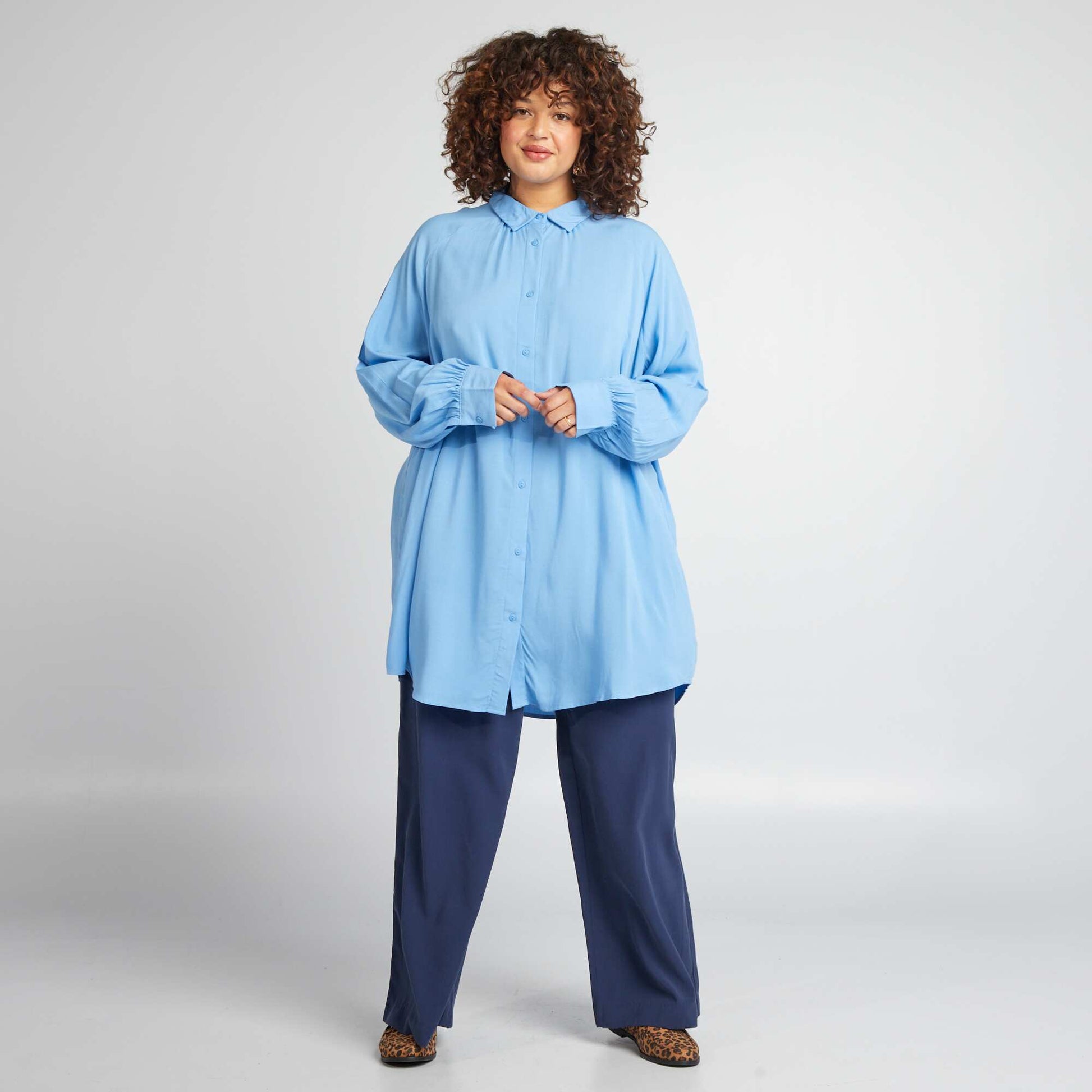 Chemise longue manches longues Bleu