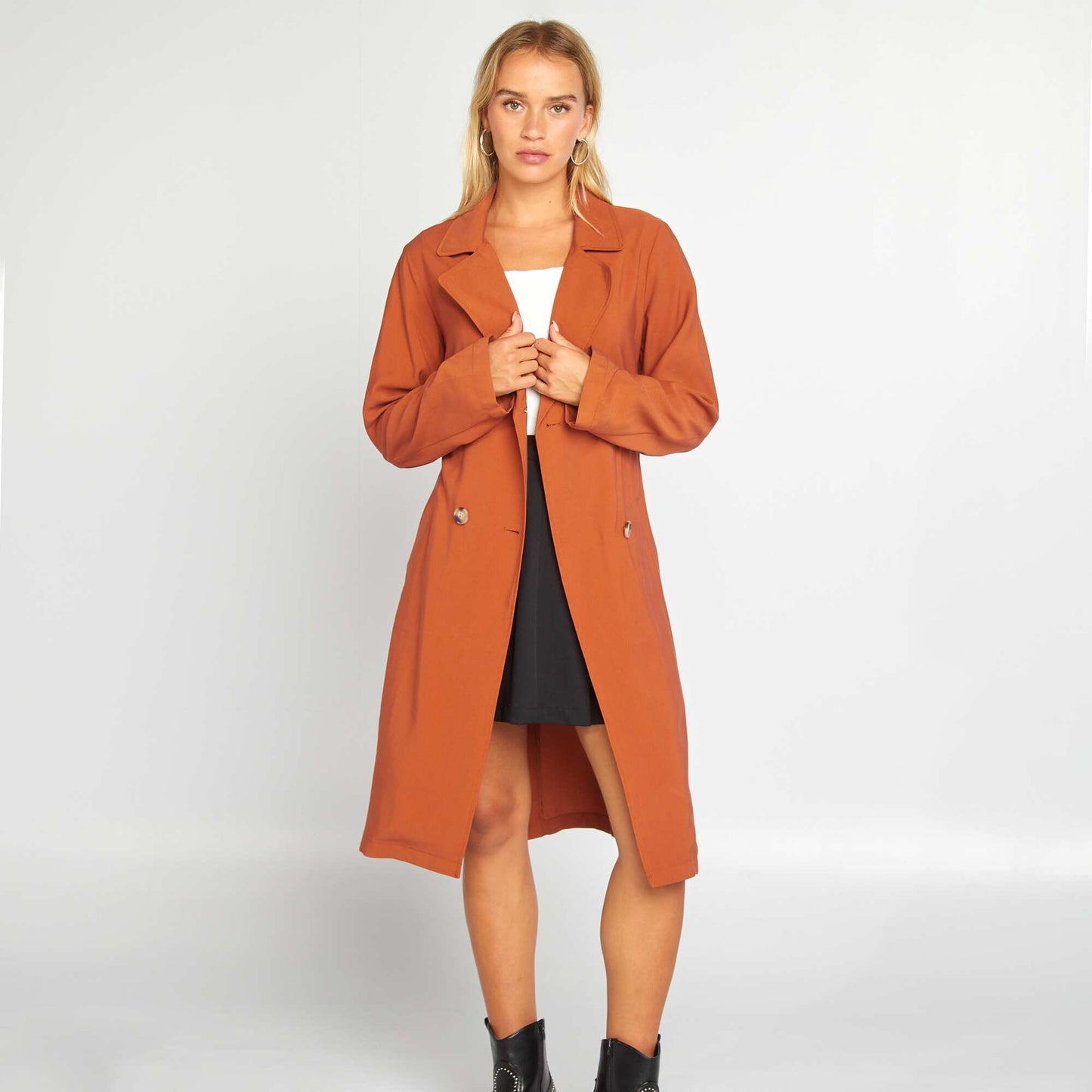 Trench long double boutonnage Orange