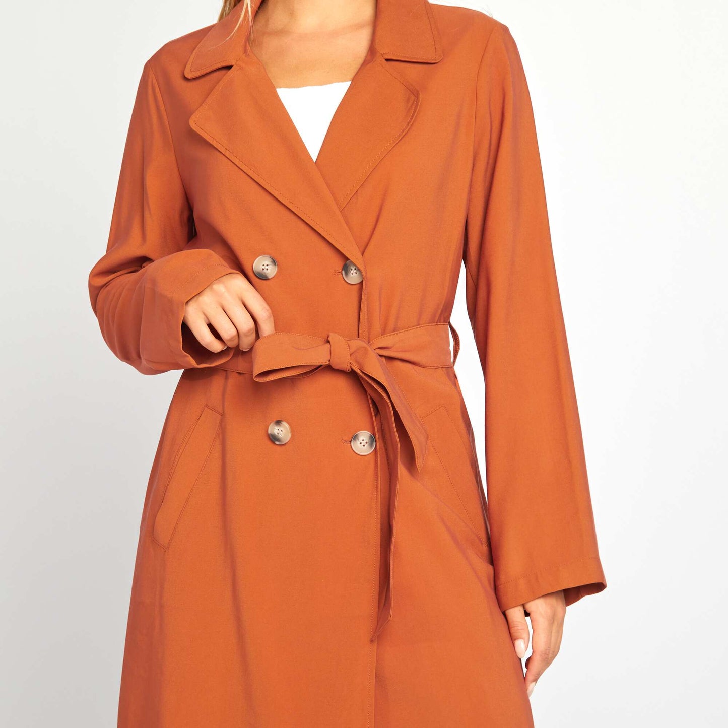 Trench long double boutonnage Orange