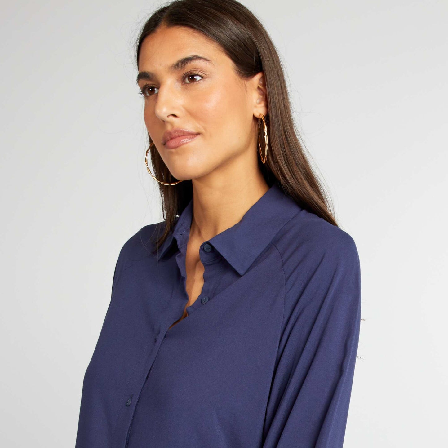 Chemise longue fluide Bleu marine