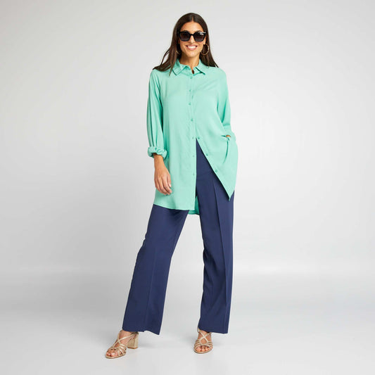 Chemise longue fluide Vert d'eau