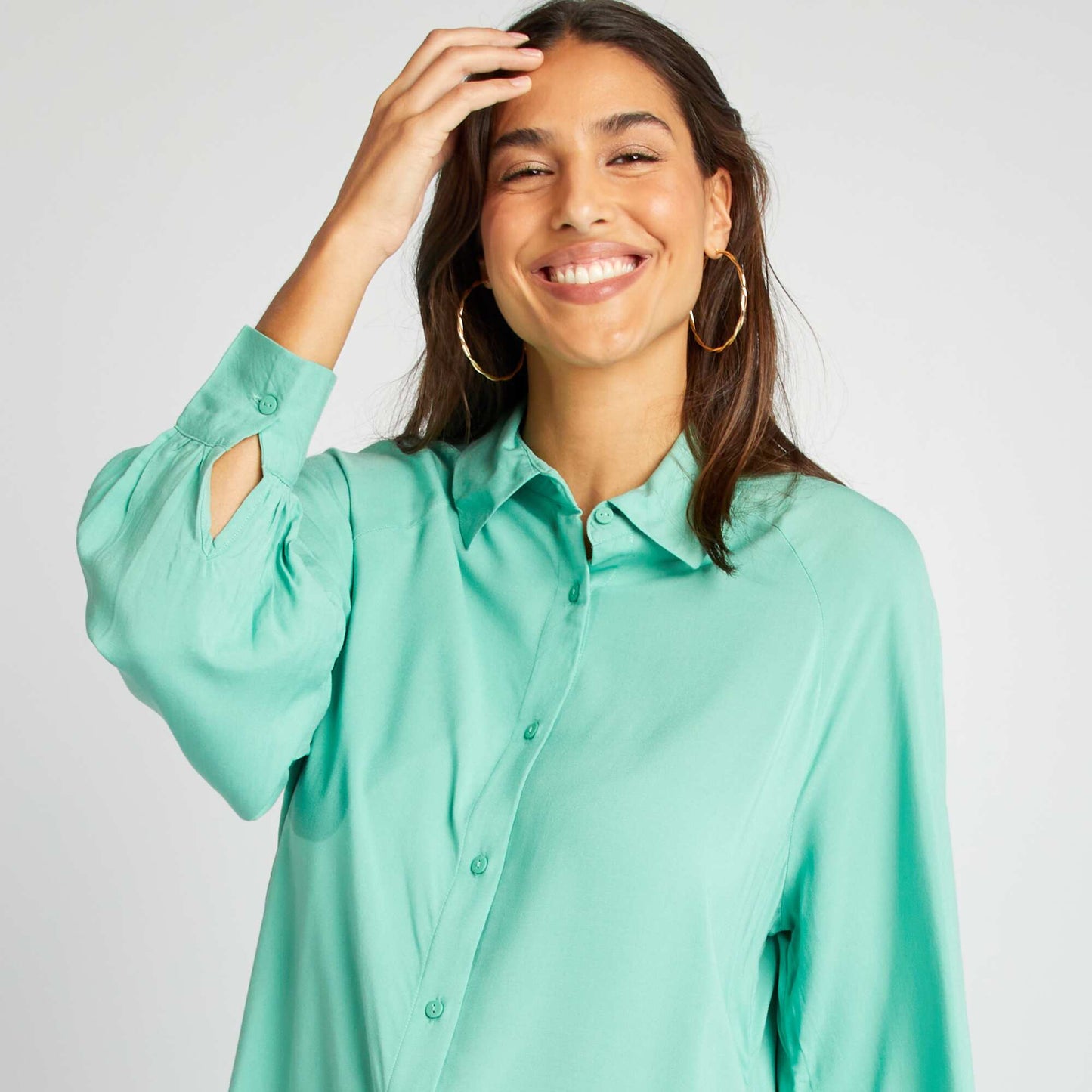 Chemise longue fluide Vert d'eau