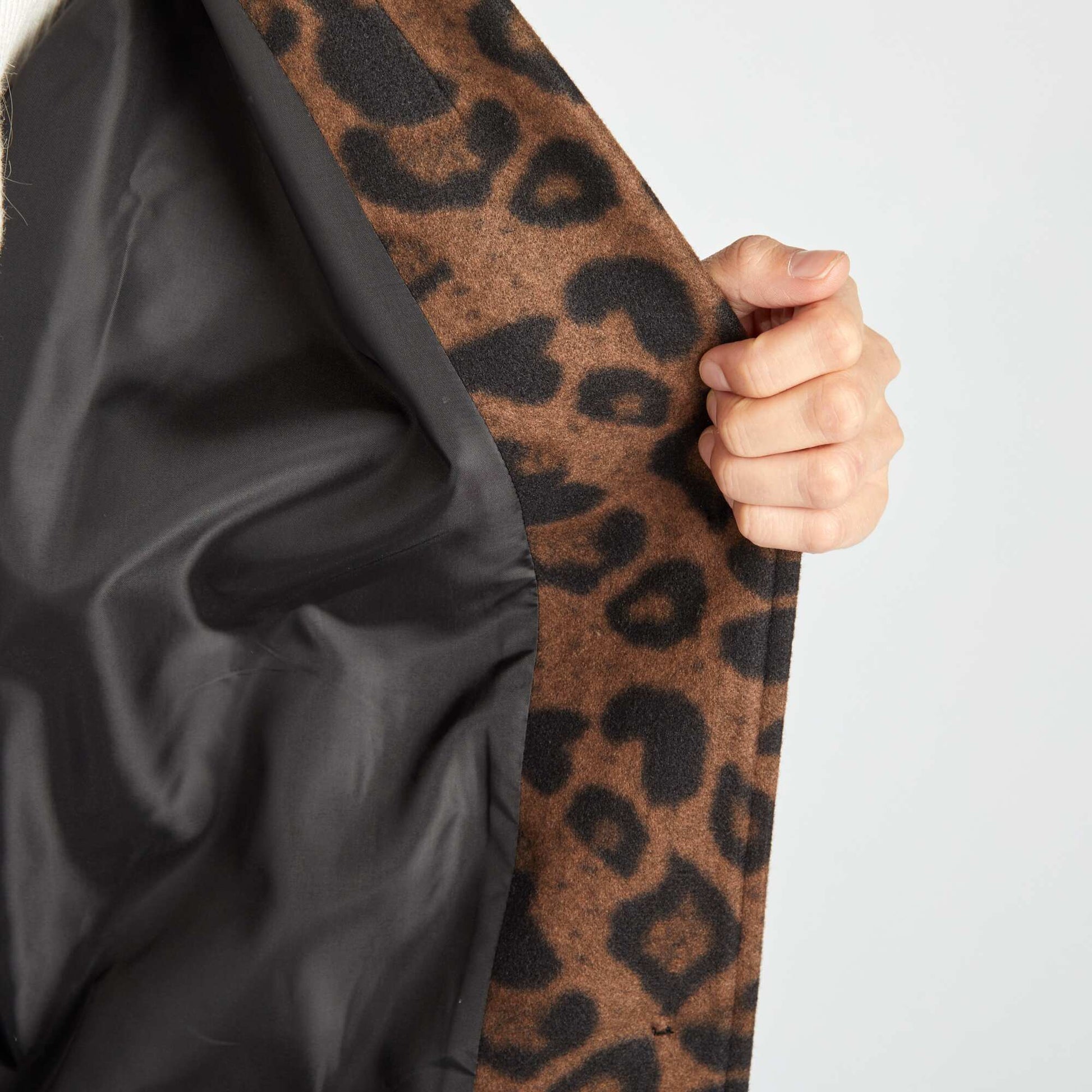 Manteau mi-long effet laine l opard