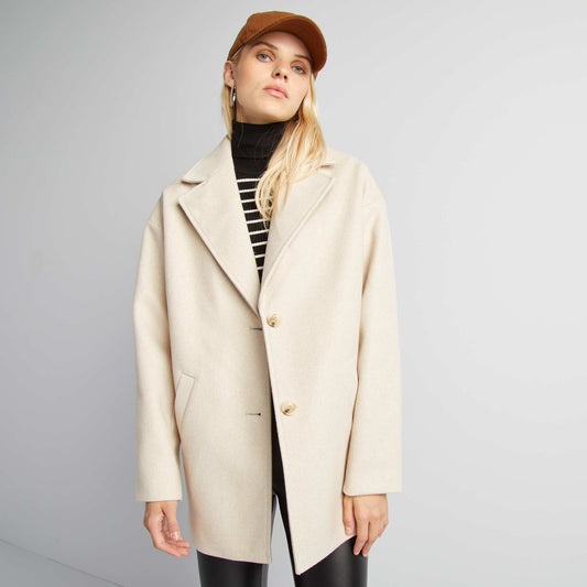 Manteau mi-long effet laine Beige