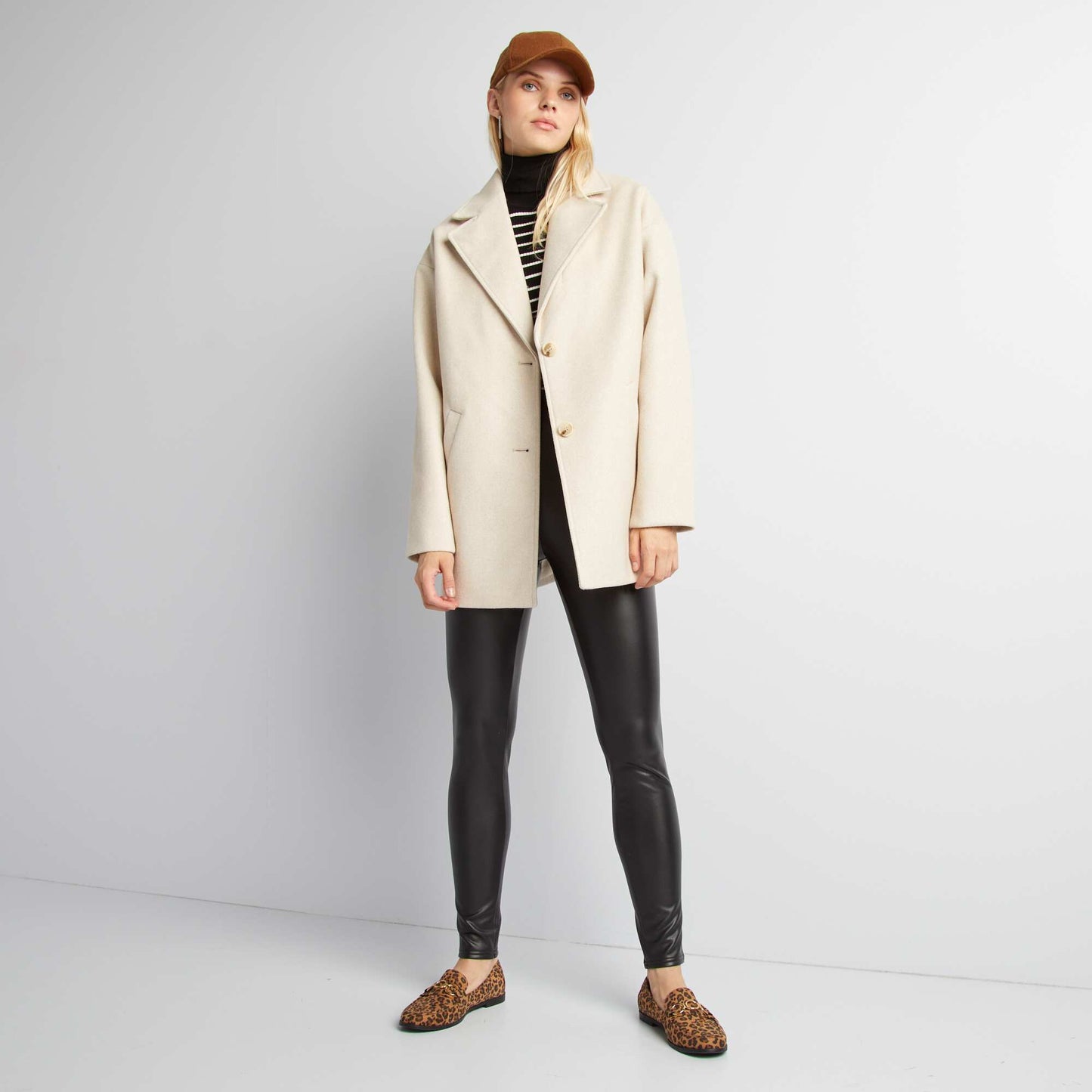 Manteau mi-long effet laine Beige