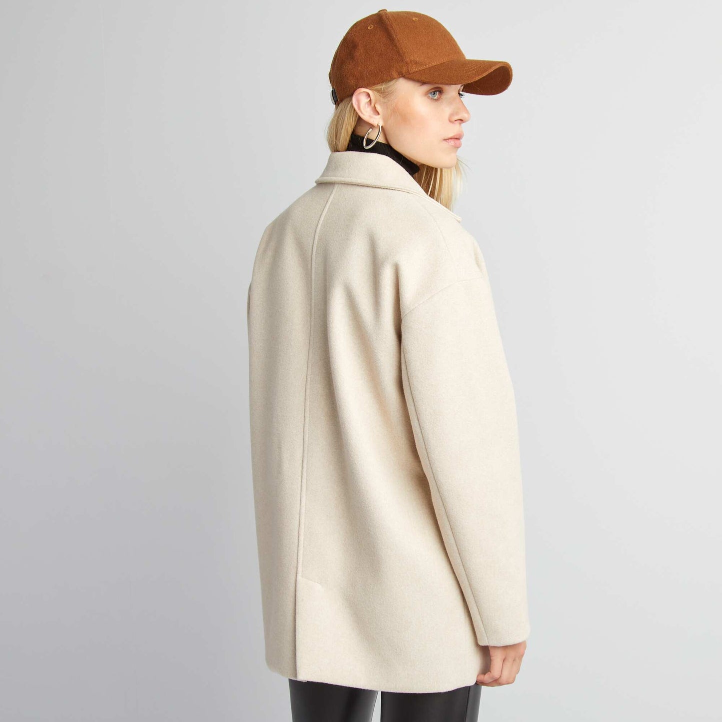 Manteau mi-long effet laine Beige