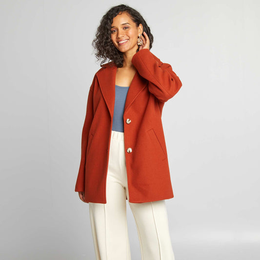 Manteau mi-long effet laine Orange