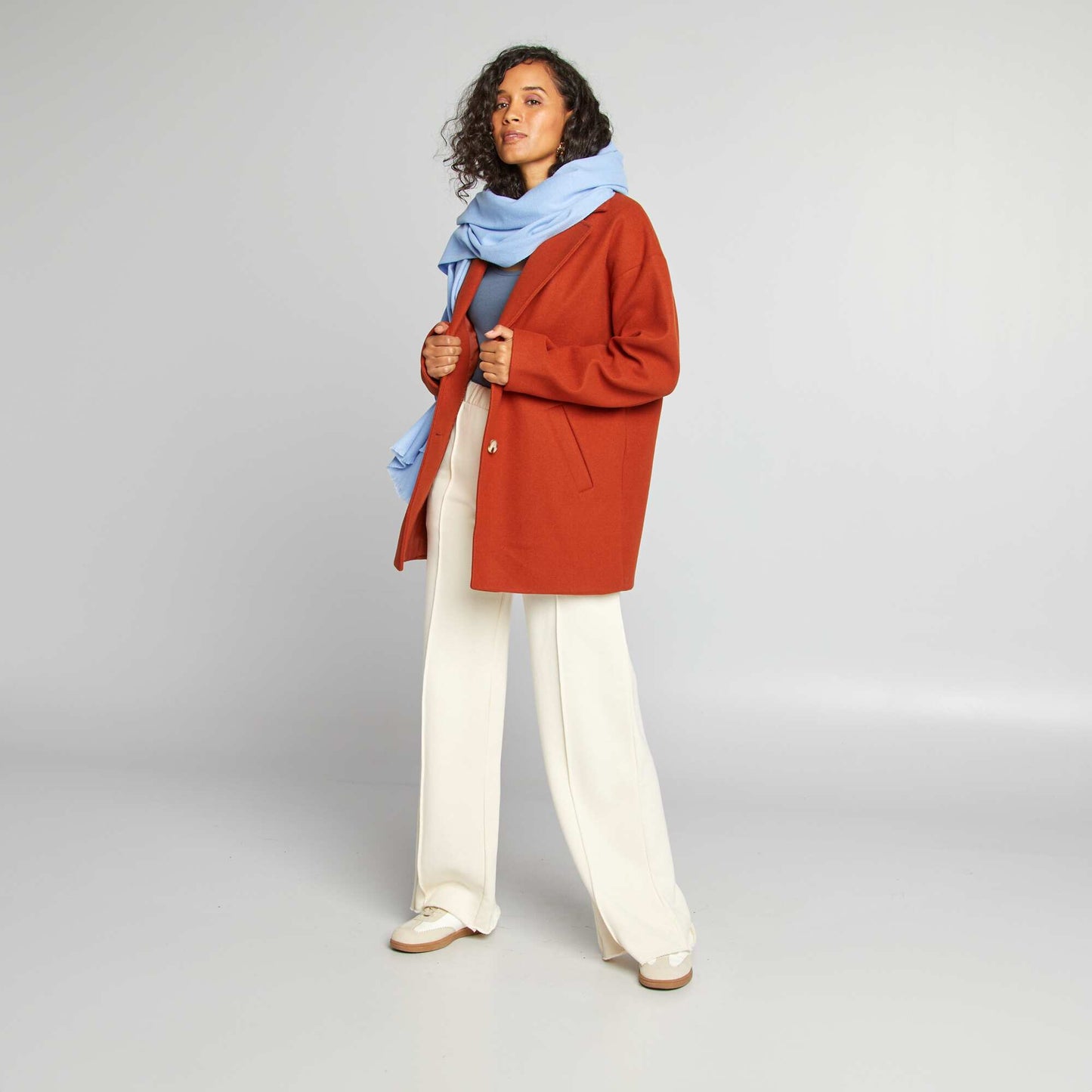 Manteau mi-long effet laine Orange