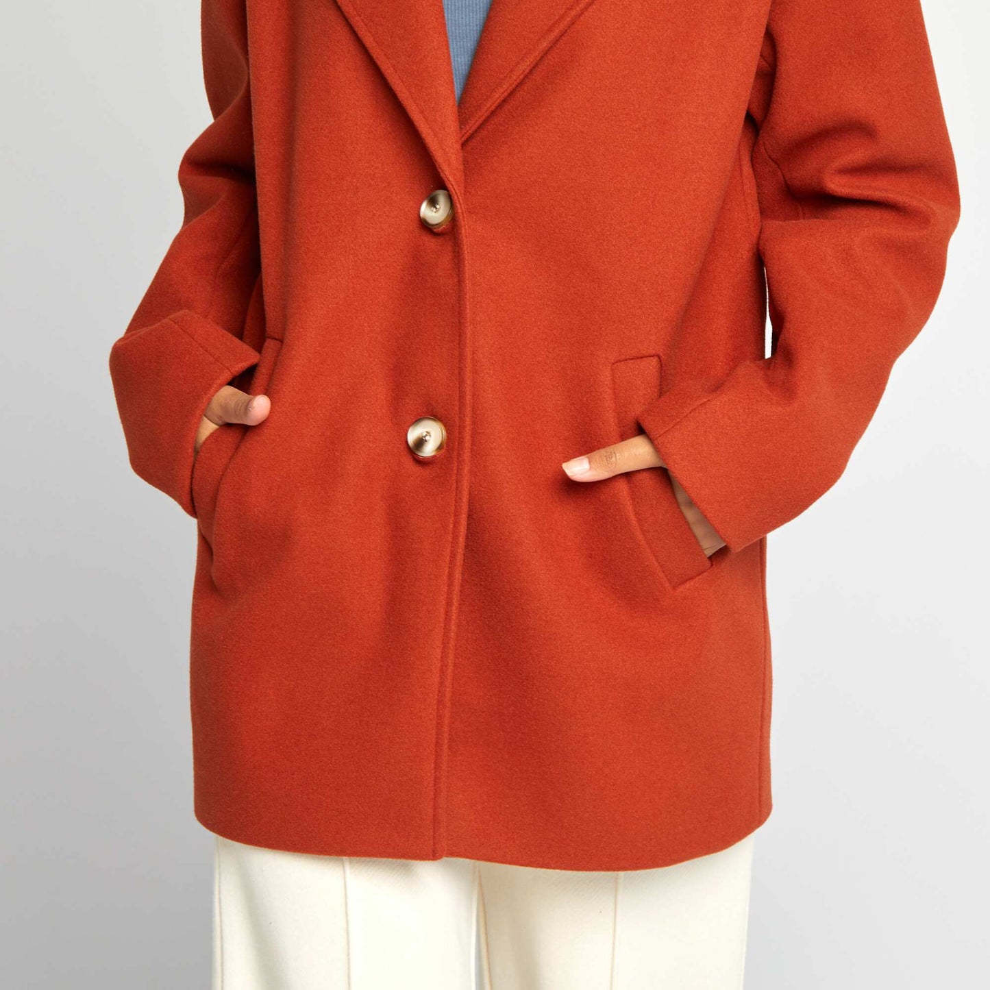 Manteau mi-long effet laine Orange