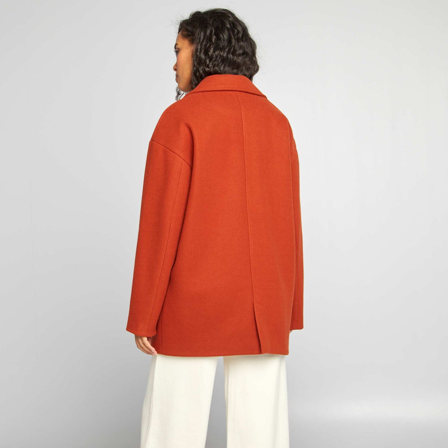 Manteau mi-long effet laine Orange