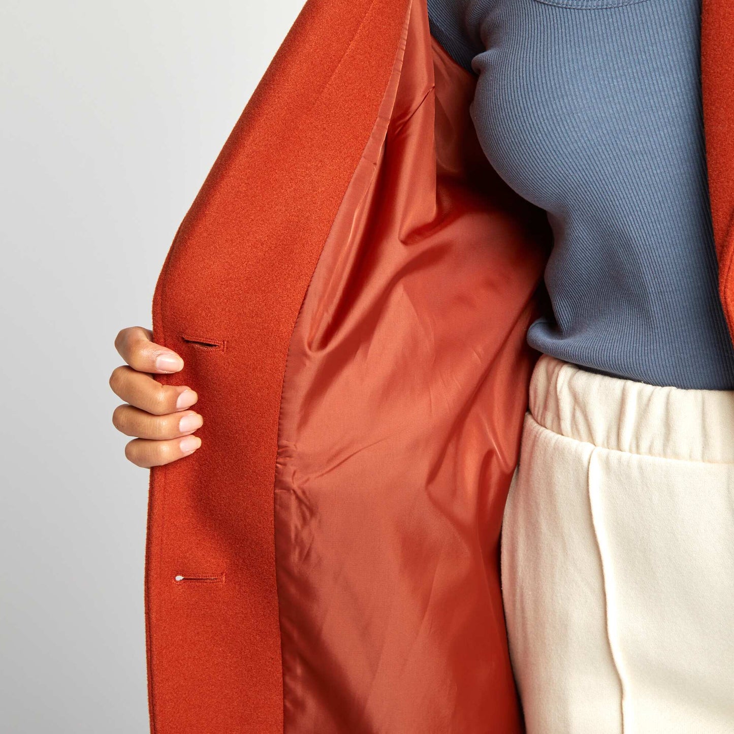 Manteau mi-long effet laine Orange