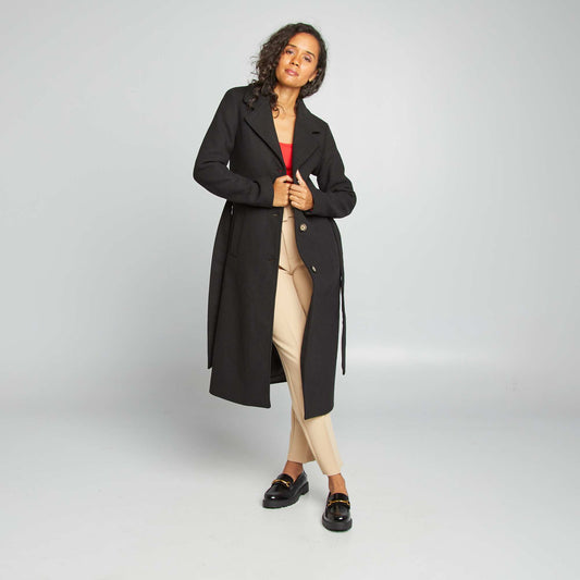 Manteau long en lainage noir