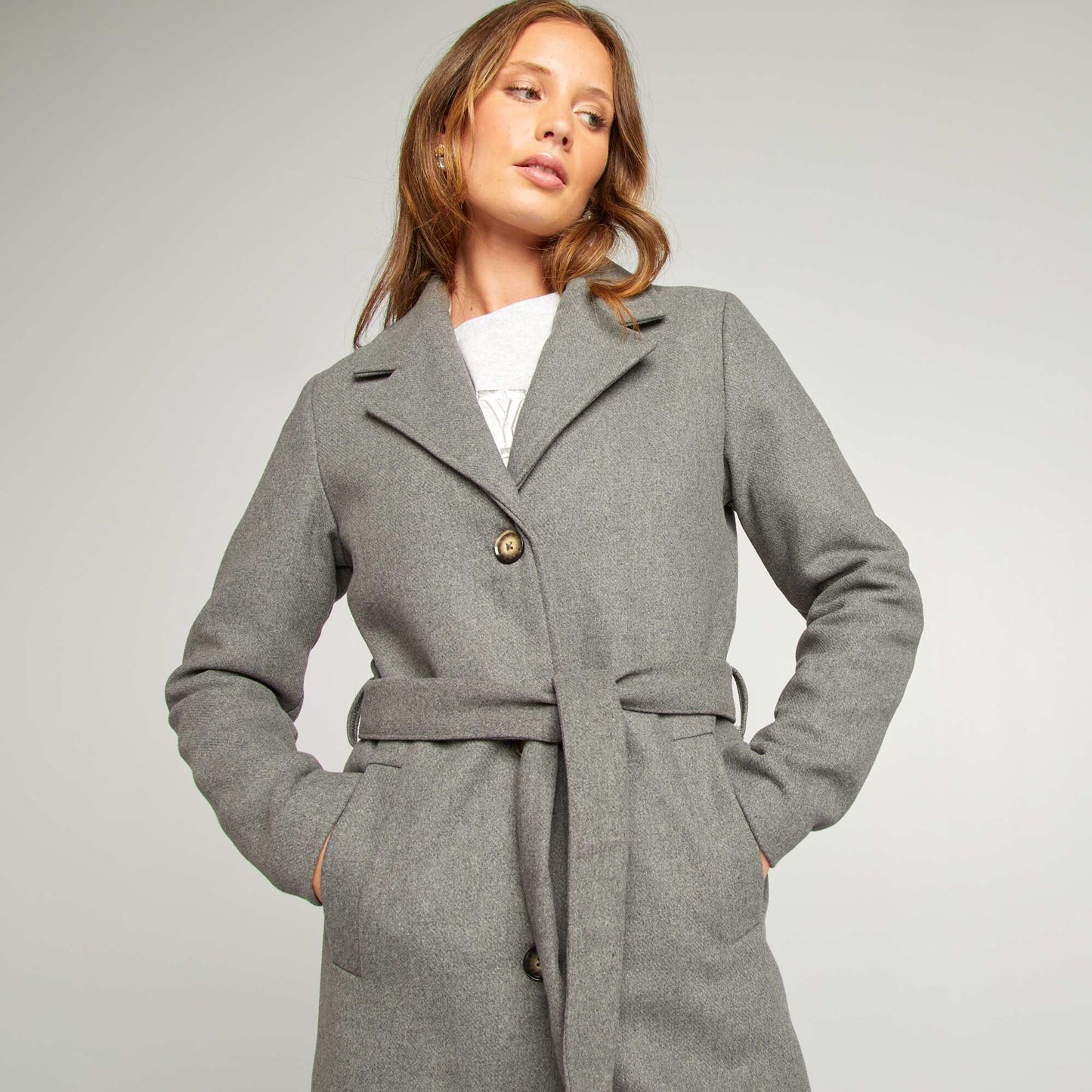 Manteau long en lainage Gris