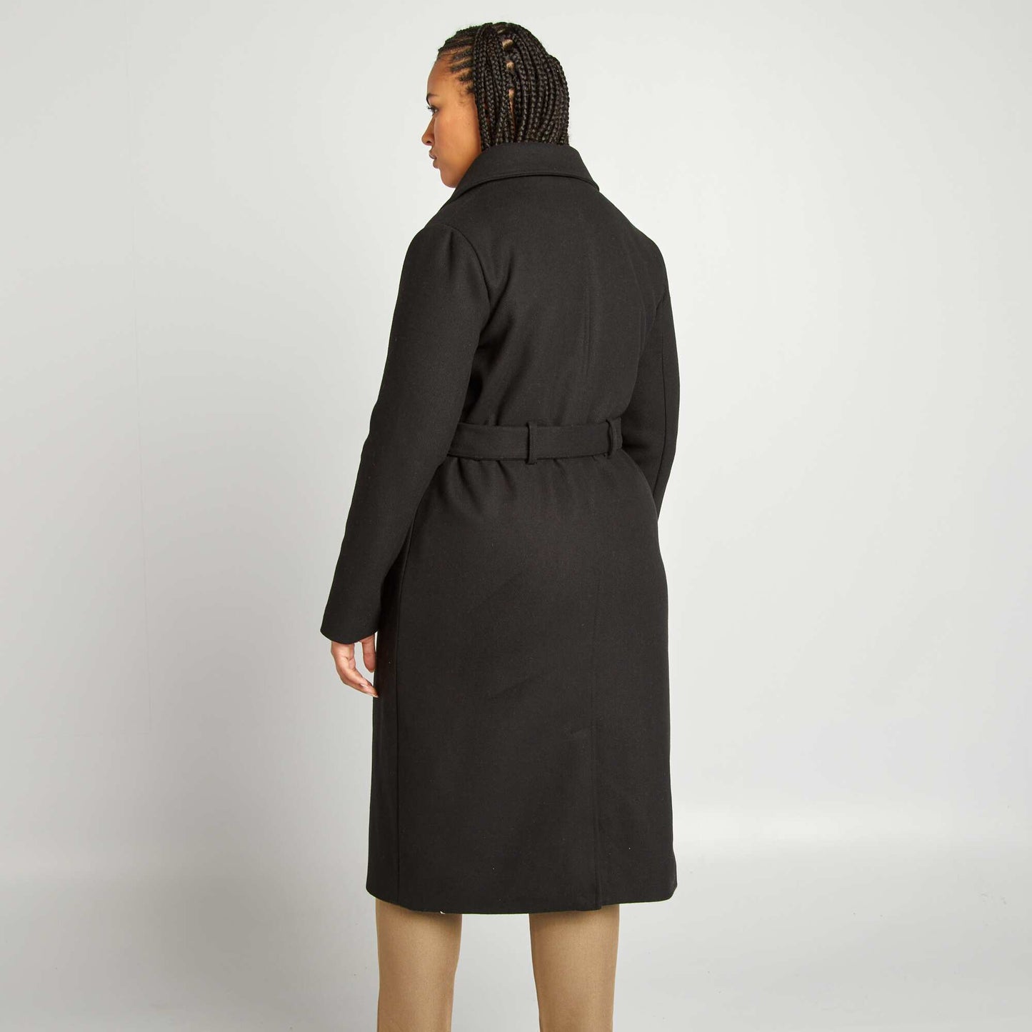 Manteau en laine m lang e noir