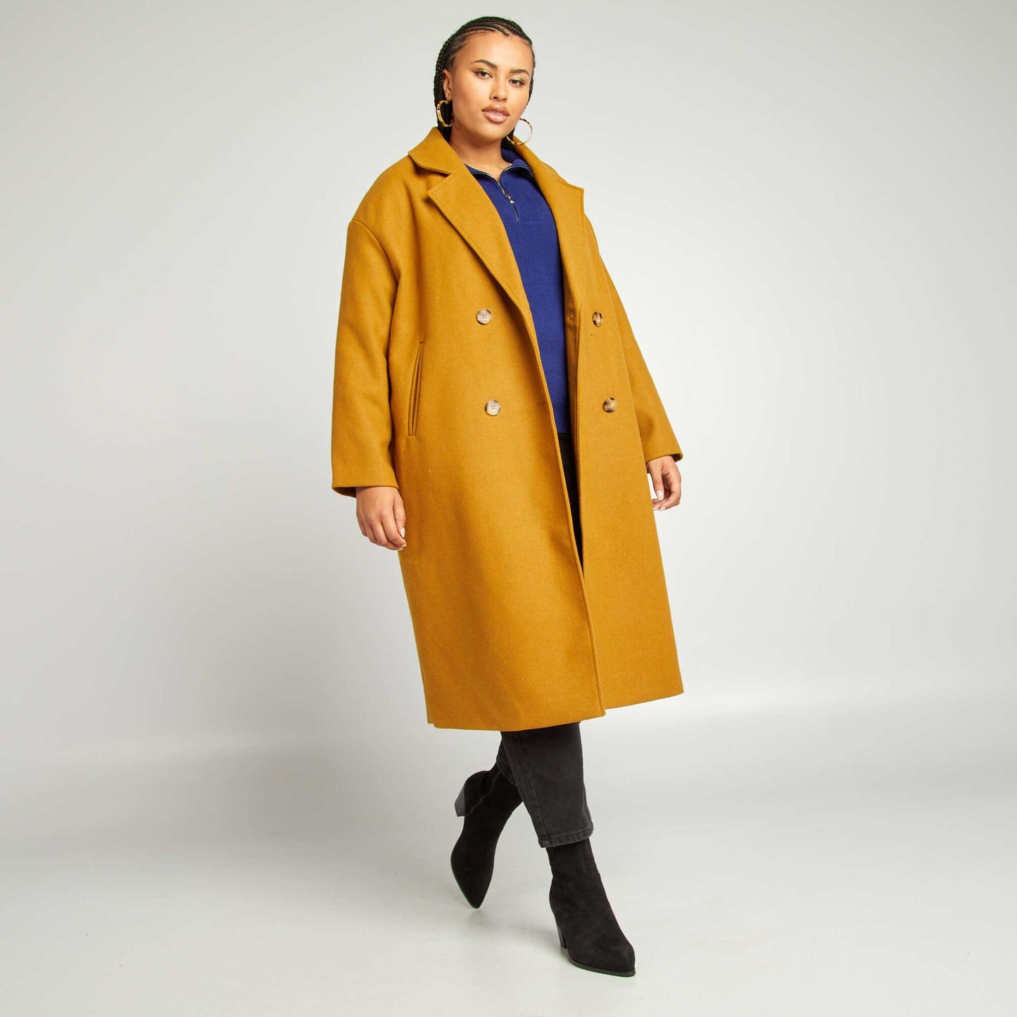 Manteau long avec double boutonnage Camel