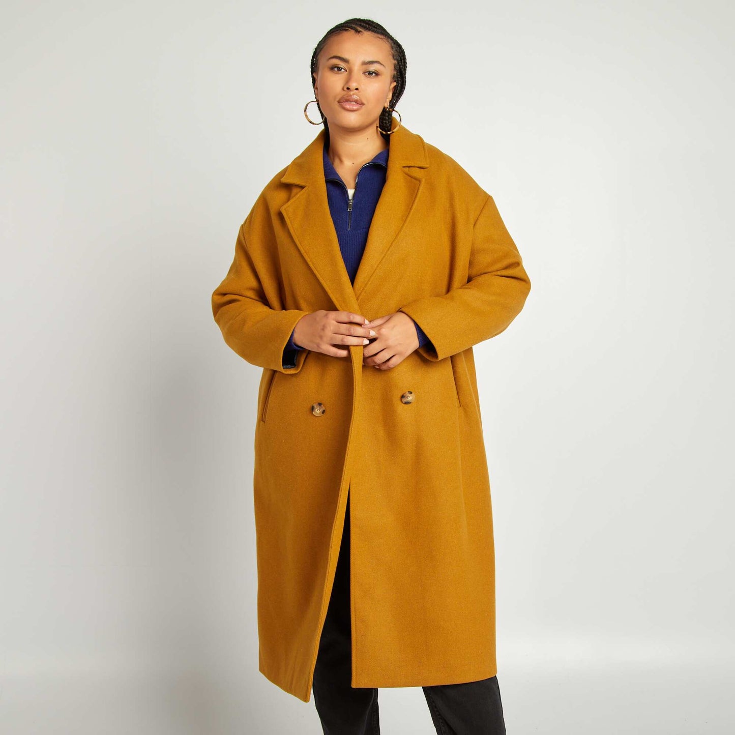 Manteau long avec double boutonnage Camel